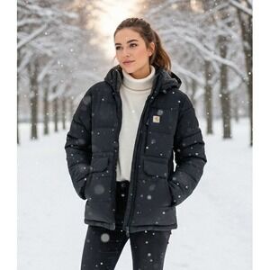 Carhartt Montana Insulated Puffer Jacket Women's Small Black Relaxed OJ5457W NWT